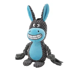 Interactive Animal Plush Rope Toy - Engaging Squeak and Chew Fun (Donkey)