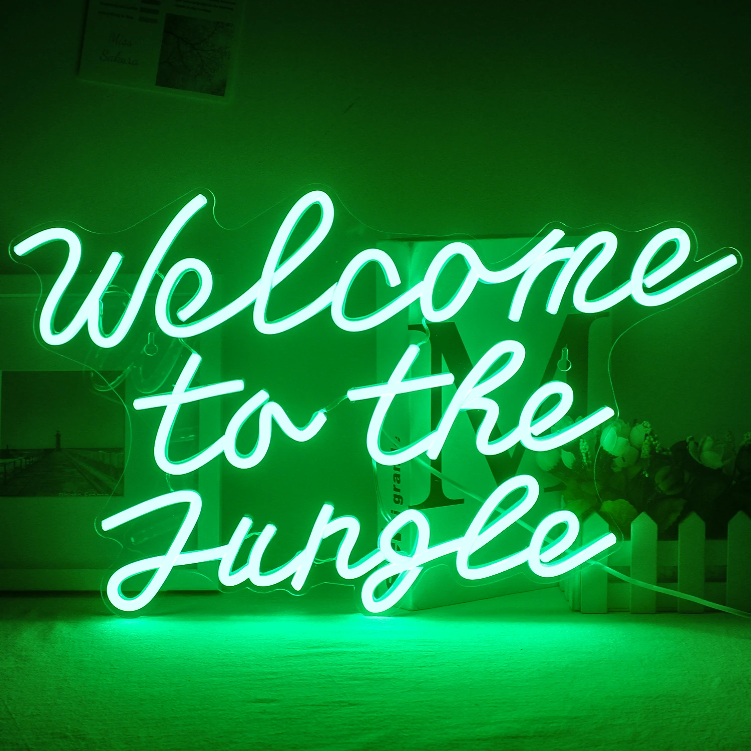 

Big Size Welcome to the Jungle Neon Sign Green Neon Light Signs for Wall Decor USB Bedroom Garden Wedding Home Birthday Party