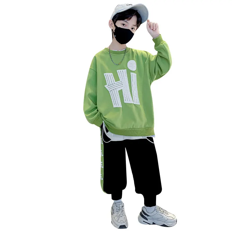 

Teen Boy's Autumn Sportwear Sweatshirts Pants 2023 New Arrivals Clothes Loose Long Sleeves Children's Clothing Sets 5 To 14Years