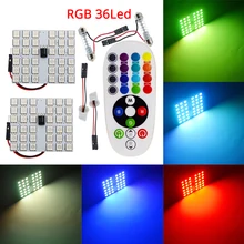 2pcs T10 w5w RGB 5050 36SMD Auto Led DC 12v Light Remote Control Rgb Car Panel Interior Lights Reading Dome lamp BA9S Adapter 