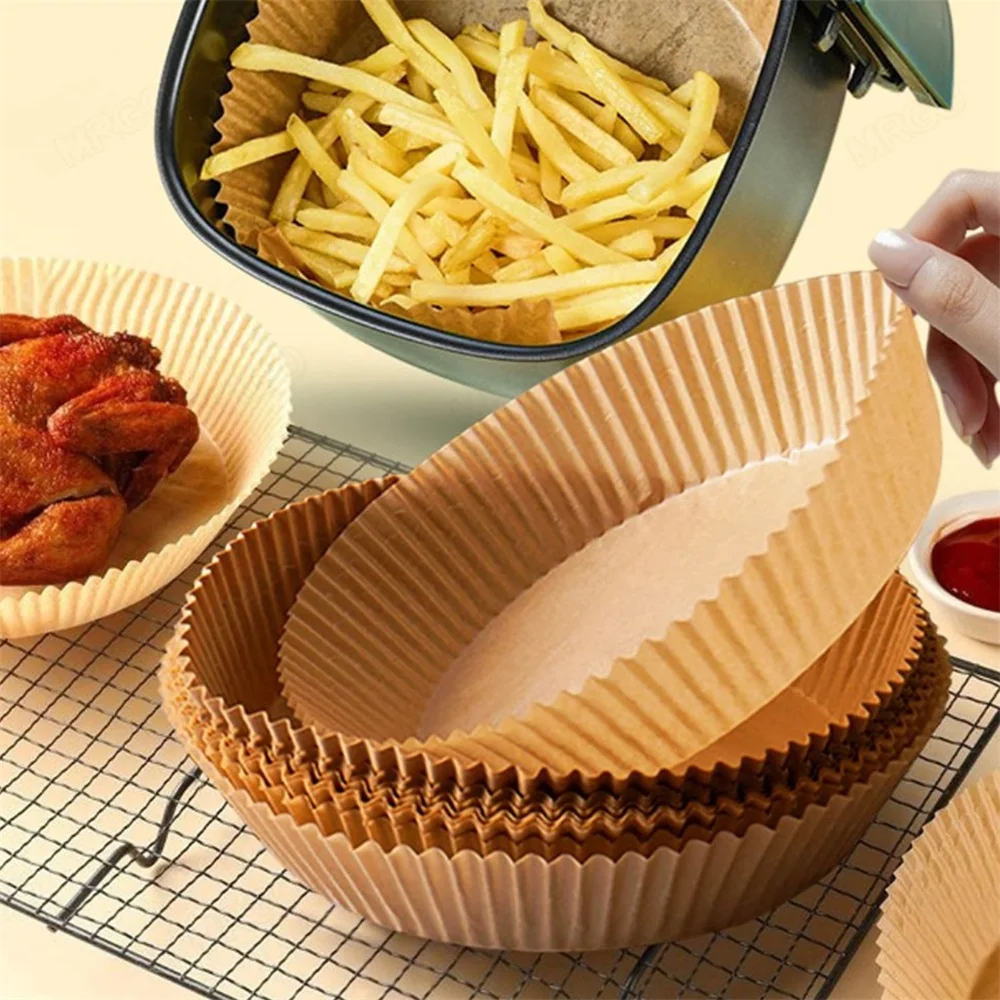 Description Picture 2 of item50pcs Non-Stick Disposable Air Fryer Liners  Parchment Paper for Baking Roasting Microwaving Oil Water Proof Blister Packaging