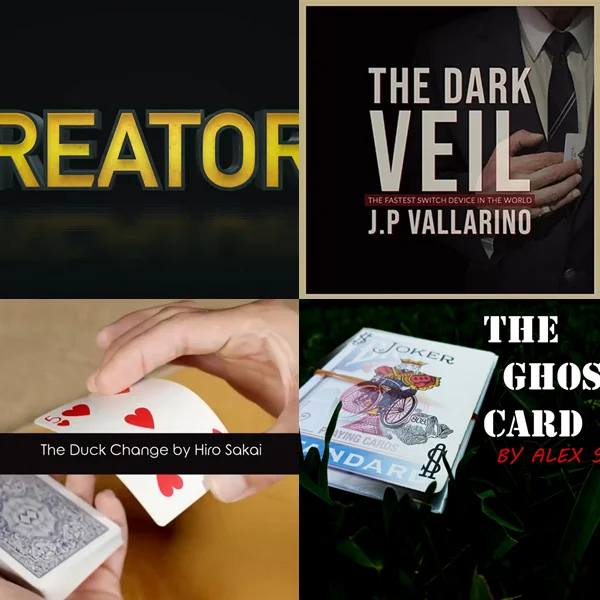 

The Creators Lesson by Jamie Daws，The Dark Veil by Jean Pierre，The Duck Change by Hiro Sakai，The Ghost Card by Alex Soza magic