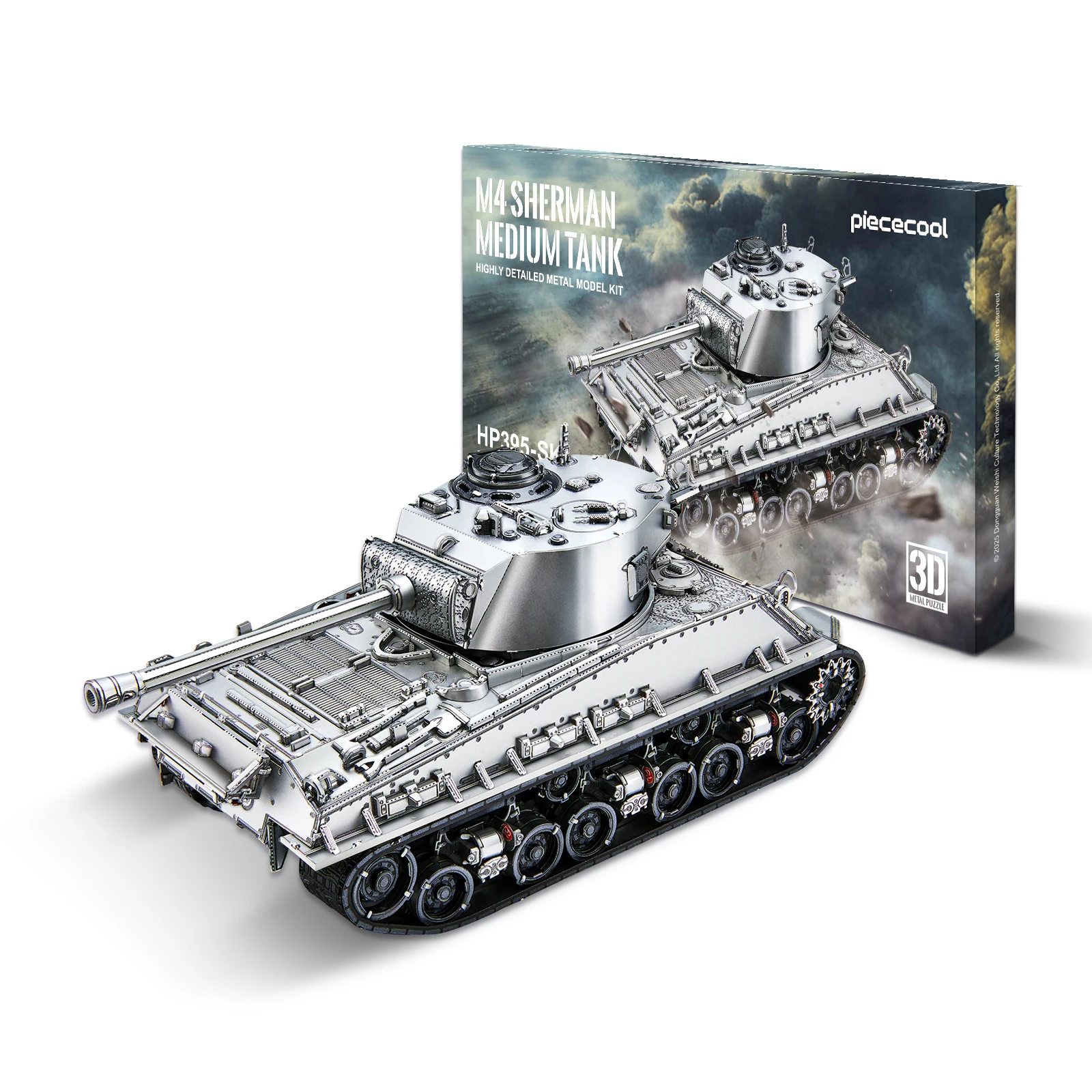 Piececool 3D Metal Puzzles M4 Sherman Medium Tank 3D Metal Model