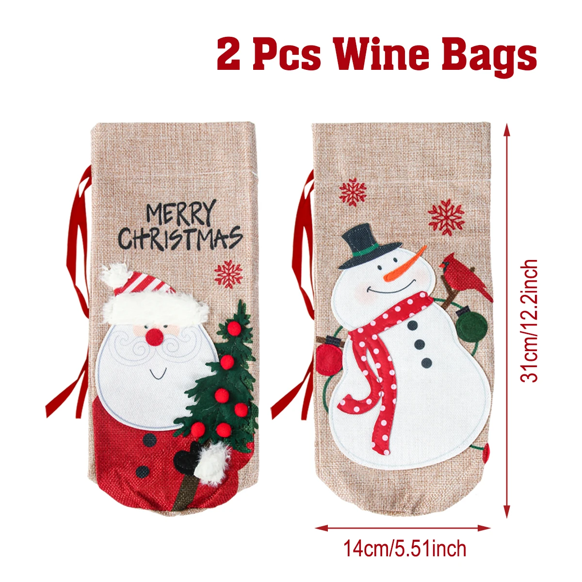 Festive Christmas Wine Bottle Cover - Holiday Decorations & Ornaments