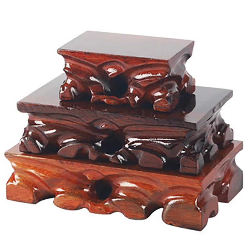 Rectangular Solid Wooden Carving Crafts, Vase Ornaments, Wood Block Floor Base, Bonsai Teapots, Aquarium Pedestal, Display Sta