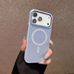 Summer Cooling Magnetic Phone Case with Magsafe, Breathable Mesh, Sturdy Armor, Anti - Fall Protection - iPhone 18 Pro Max (SKY BLUE)