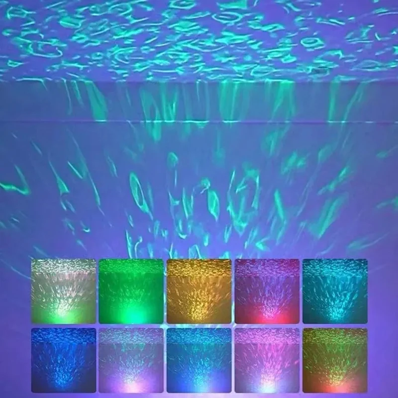 Mini Night Light Soft Light Eye-Protection Ripple Projection Remote Control for Children's Room Bedroom Decor