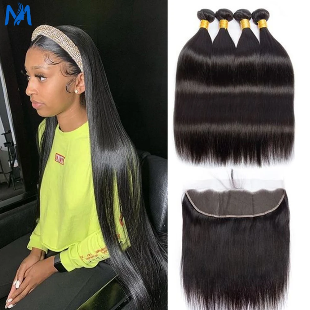 Magic Wave 30 32 34 40 Inch Straight Brazilian Hair Weave Bundles With Frontal Human Hair Bundles With Closure Remy Hair Extensi