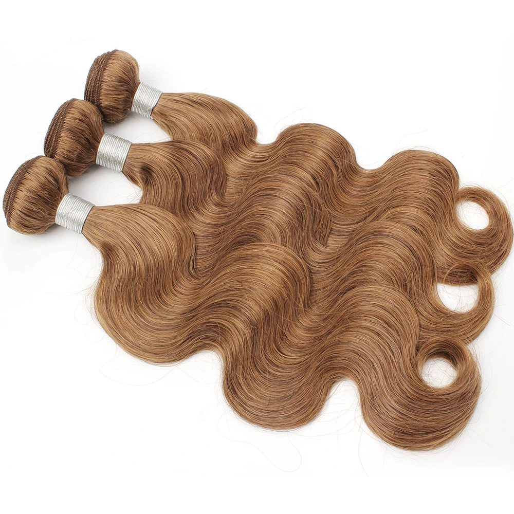 16-30 inch 1 Bundle Human Hair Weave Body Wave #27 Honey Blonde #8 Ash Blonde #30 Ginger Brown Human Hair Extension Bobbi