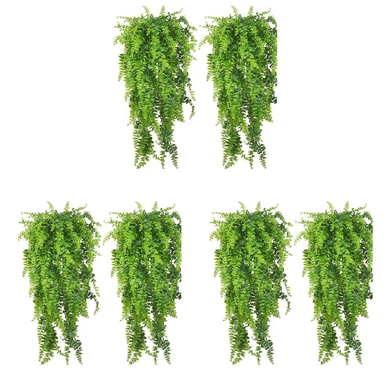 

12 PCS Artificial Plants Vines Boston Fern Persian Rattan Greenery Fake Ferns Ivy For Wall Hanging Basket Decorations