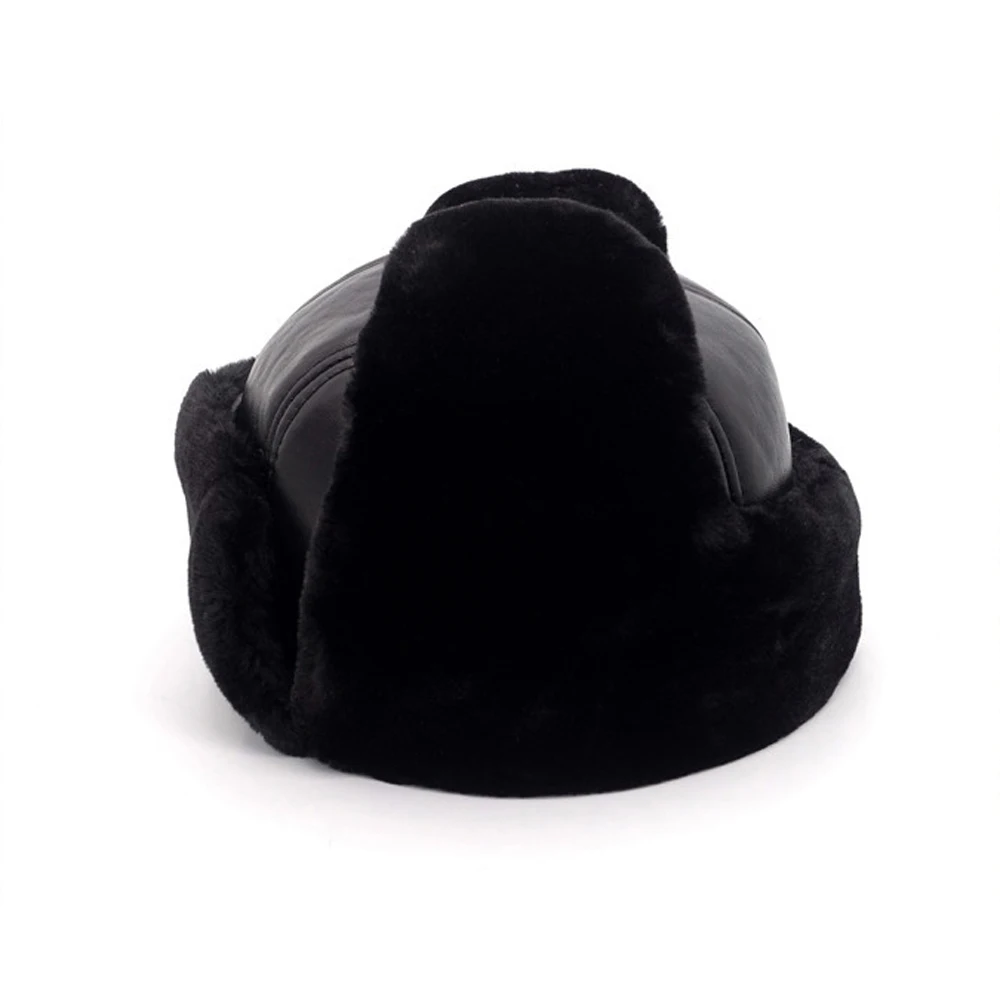 2025 New Hot Russia Adult Caps Men 100% Natural Real Sheepskin Leather Bomber Hats Male Casual Winter Warm Sheepskin Leather Cap 5