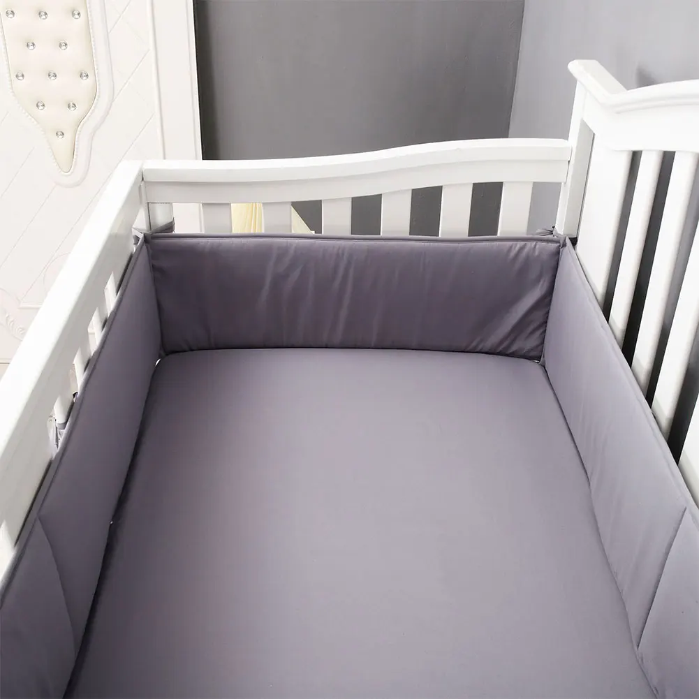 4Pcs Breathable Mesh Liner Anti-Collision Breathable Cushioned Pads Baby Bed Bumpers for Sides Padded Covers