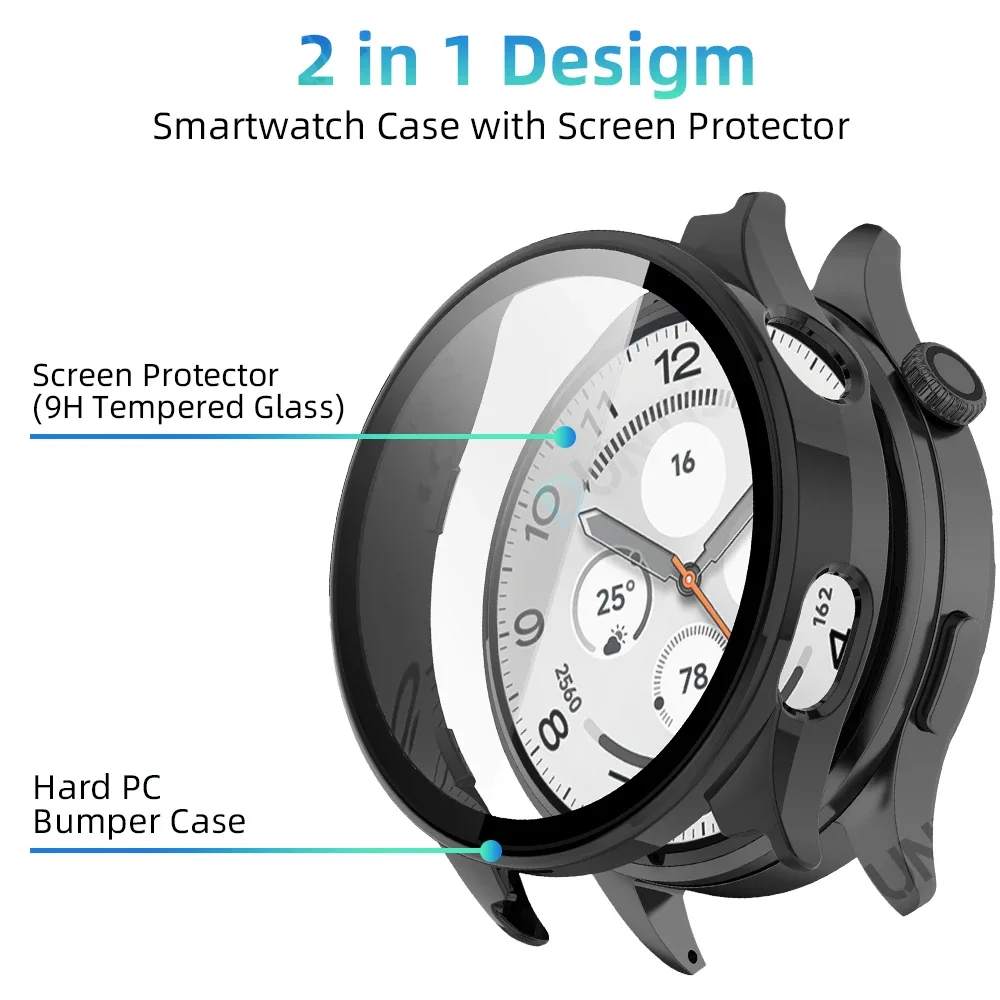 All-Around Protective Tempered Glass and Case with Hard Screen Protector