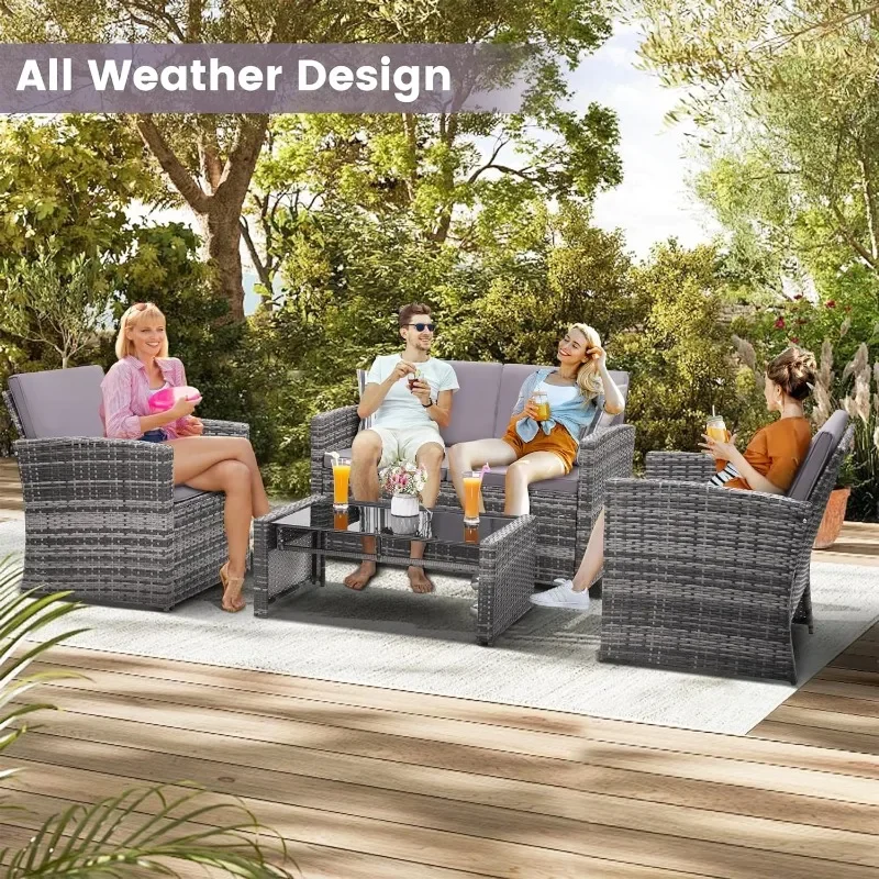4-Piece Rattan Patio Set 3