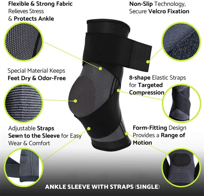 1PC Adjustable Compression Bandage Ankle Support Ankle Brace Elastic Strap Protector Fitness Sport Gym Stabilize Ligaments