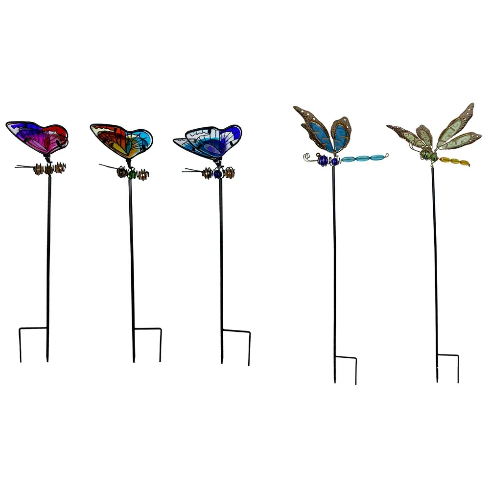 Metal Garden Stake Decor Butterfly Dragonfly Yard Art