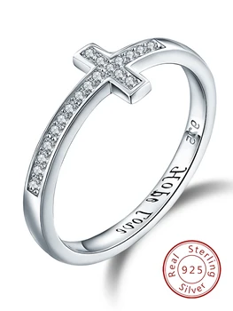 Women's Sterling Silver & Zirconia Cross Ring