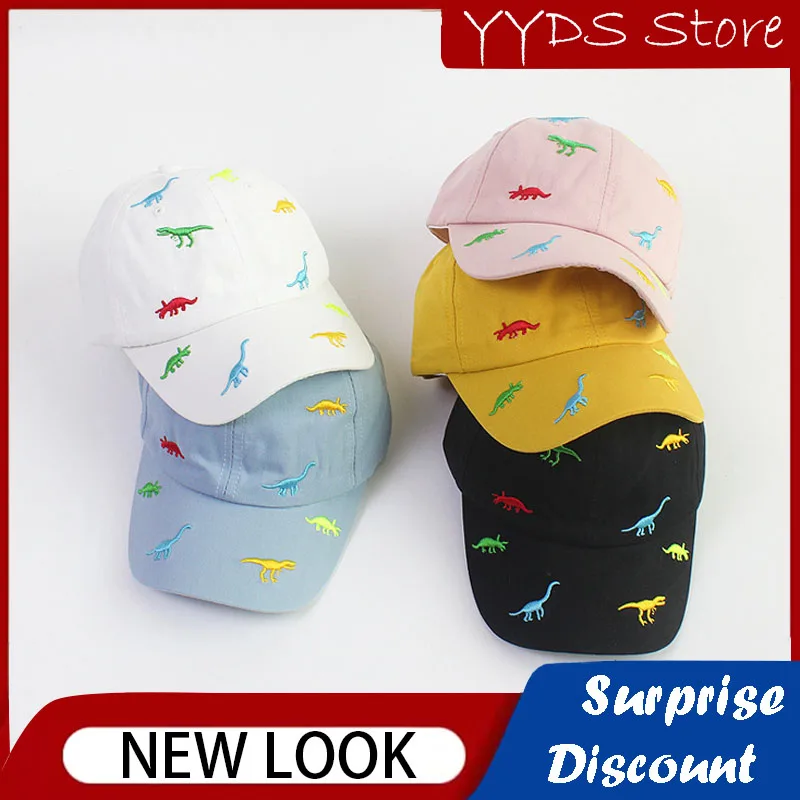 Boys and Girls Baby Caps Cotton Dinosaur Embroidered Baseball Caps Children's Colorful Dinosaur Caps Sun Protection Sun Hats summer baby bucket hat double sided beach sun hats breathable cartoon dinosaur children fisherman cap boys girls uv protection