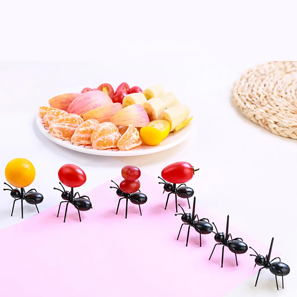 Sándwich Pastel 24 piezas de Palillos de Hormigas para Comida Tenedores de Frutas Negro Fruta 