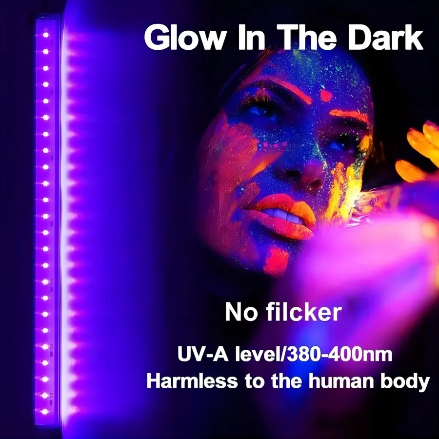 Black Light Bar 1ft UV Black Light Bar for Room Cabinet Holiday Halloween Decorations Body Paint Poster Fluorescent Tapestry Glow Party