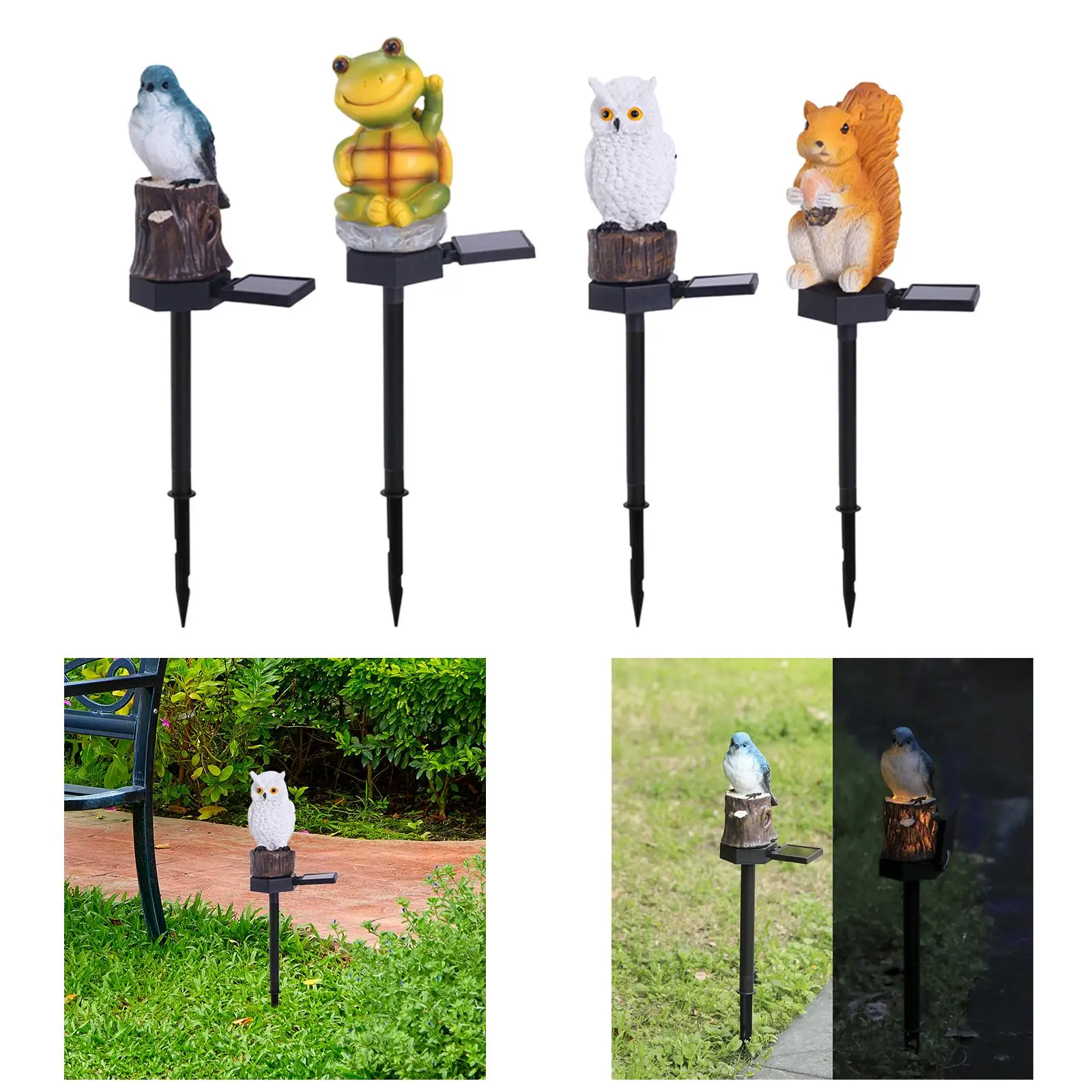 LED Light up Lawn Ornament Animal Statue Decors Solar Lights Garden Stake