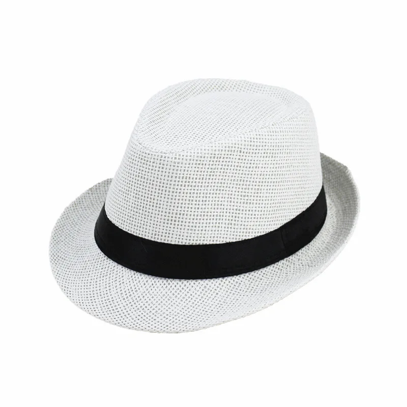 Parent-Child Linen Breathable Sun Cap Men Summer Travel Sunscreen Ribbon Decoration Paper Straw Curled Jazz Hat F58 sun hat,sun protection hat