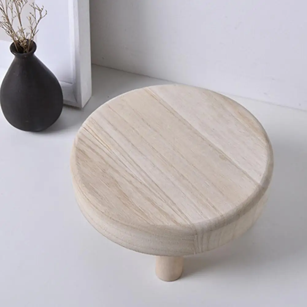 

Small Wooden Stool Round Polished Modern Storage Flower Pot Stand Eco-friendly Wooden Color Children's Stool Home Accessories