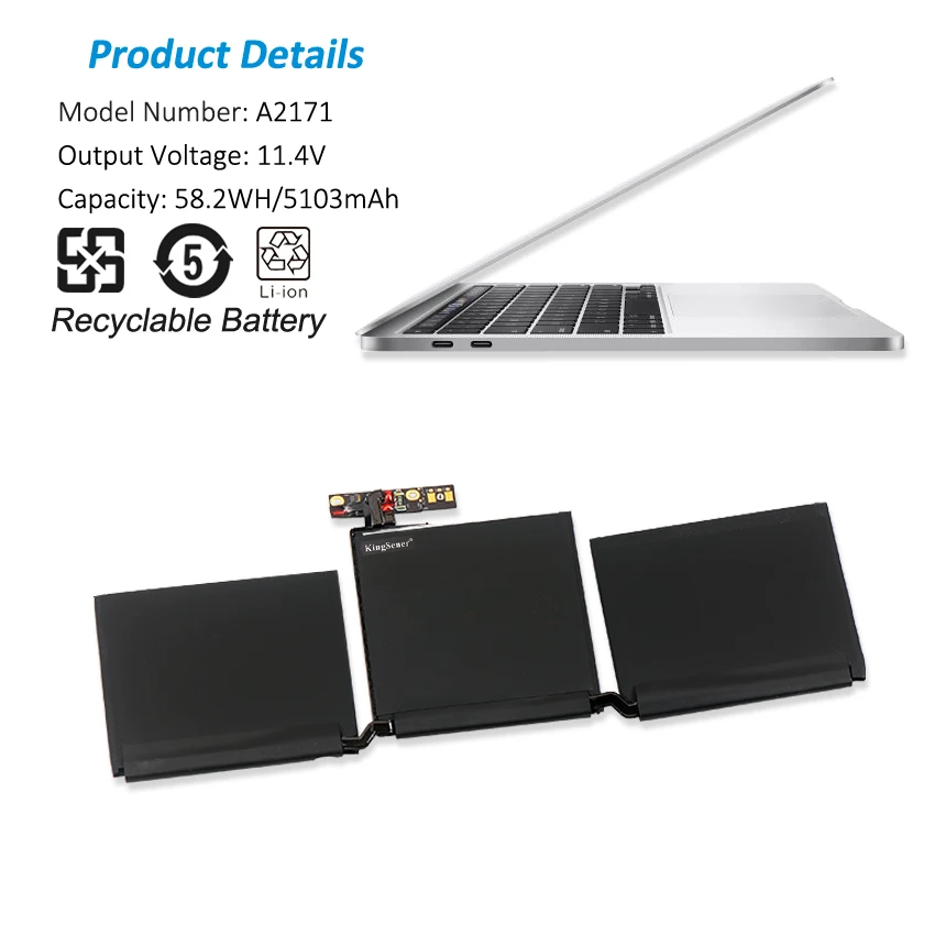 Kingsener-bateria do Portátil para Apple Macbook Retina A2289 A2338 A2338 A2159 13.3 em A2289 e A2159 Ano Ano 2023 61600 58.2wh - Imagem 2