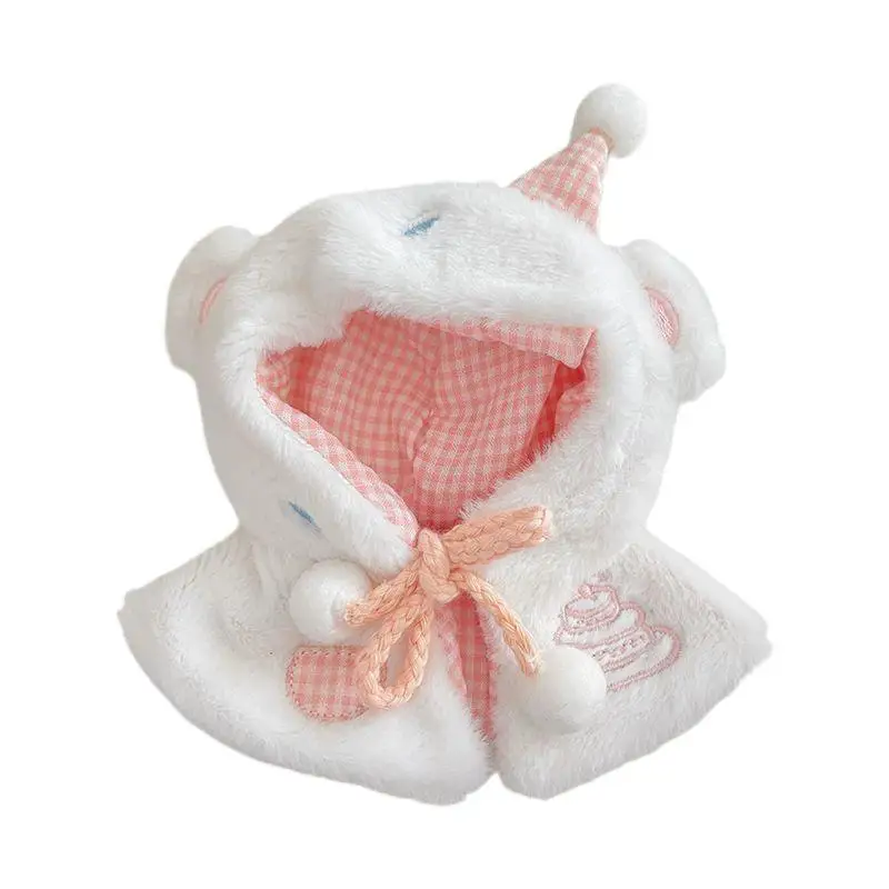 10cm Doll Clothes Winter Cape with Hood, Soft Plush Cape Perfect for Cotton Doll Christmas Dress Up