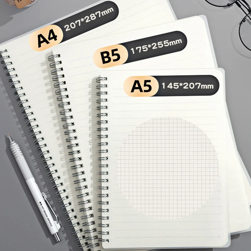 A5/B5/A4 Spiral Notebook 80 Sheets Lined Grid Thick Paper Wirebound ...