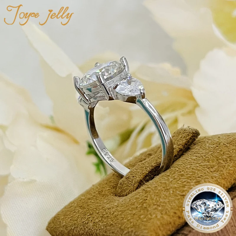 JoyceJelly 럭셔리 웨딩 스털링  반지 3 캐럿 D-COLOR Moissanite 다이아몬드 쥬얼리 여성용 클래식 4 클로 디자인