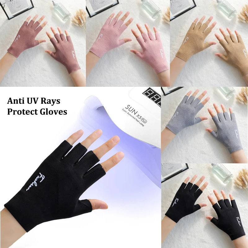 

2Pcs Anti Uv Rays Protect Gloves Nail Gloves Led Lamp Nail Uv Protection Radiation Proof Glove Manicure Nail Art Tools