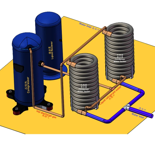 2HP tube-in-tube heat exchanger coils is working as 18000BTU/4500kcal heat  pump water heater or 0.5HP refrigeration units - AliExpress