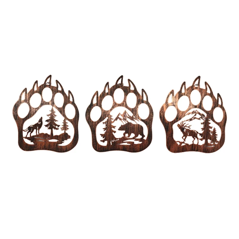 

3PCS Bear Wall Decor Indoor Decoration Supplies With Forest Mountain Pine Trees Rustic Cabin Hunting Bear Decorations