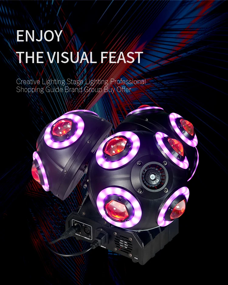 New 12x12W Rgbw 4 In 1 DMX512 Three Heads Football Led Moving Light For Stage Di