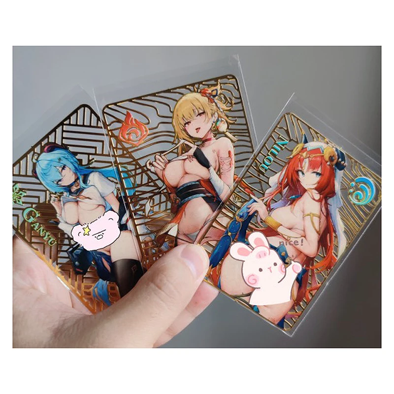 

Diy Self Made Goddess Story Genshin Impact Ganyu Yoimiya Nilou Kawaii Gold Card Collection Card Game Anime Card Gift Toy