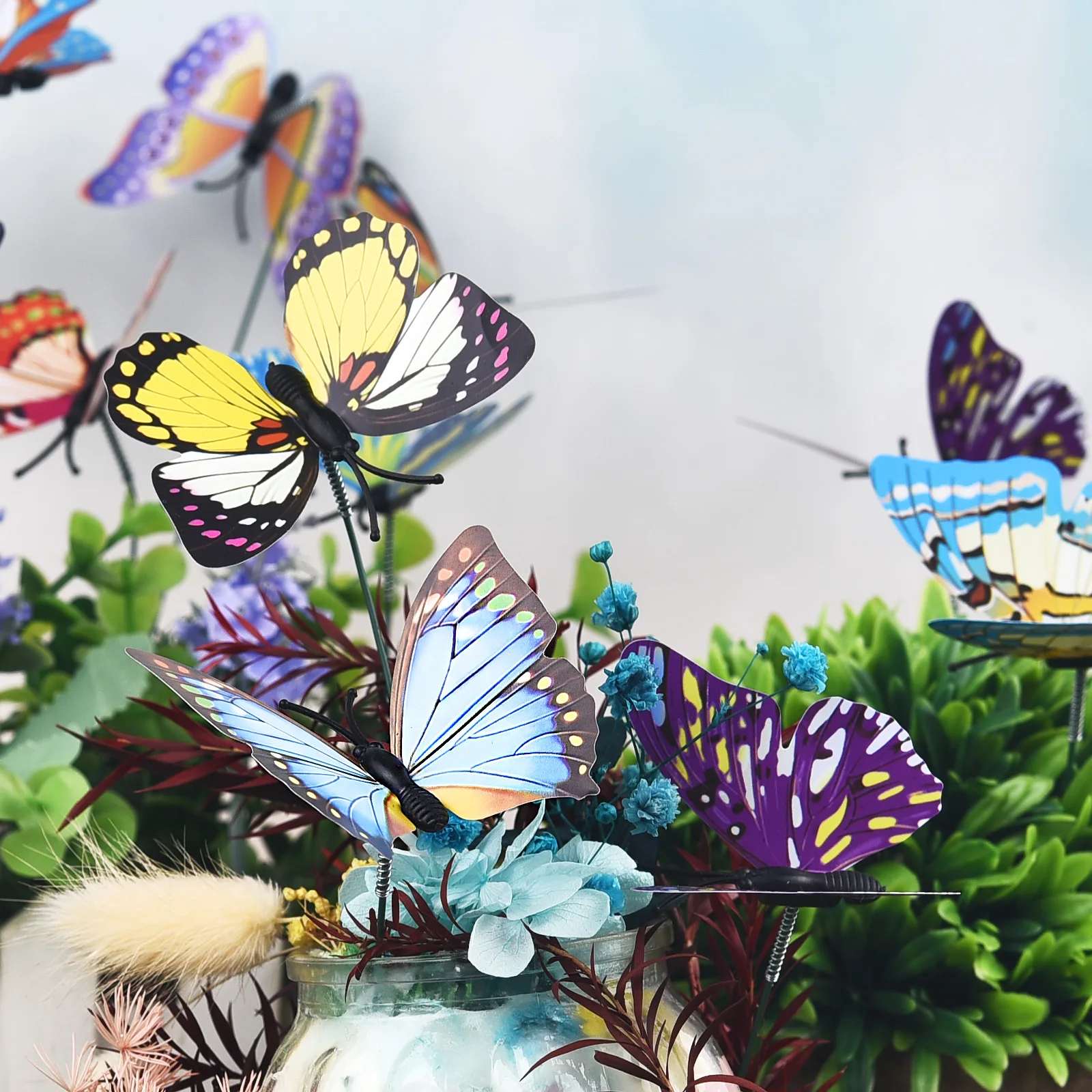 Butterfly Decoration 5-24Pcs/Set 3D Simulation Butterflies Garden Yard Planter Colorful Butterfly Stakes Decoracion Outdoor Decor Flower Pots Decor