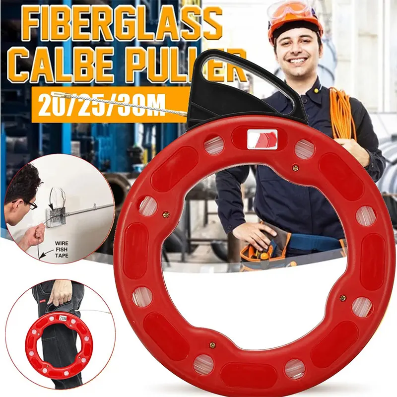 Description Picture 4 of item15-30 Meter Nylon Professional Cable Puller Flexible Glider Swivel Fish Tape Portable Reel Conduit Duct Wire Pulling Tool