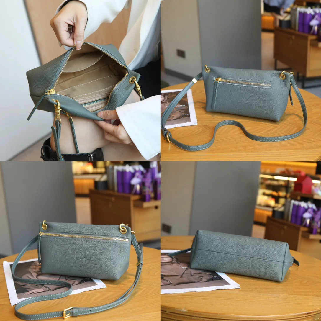 Ladies' Shoulder Bag 2024 New Top Layer Cowhide Leather Handbag Crossbody Phone Bag Women's Trend Commuting Underarm Bag