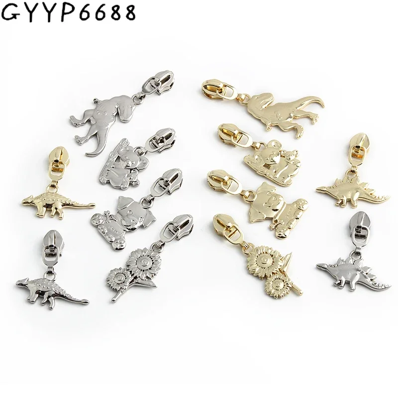 Tyrannosaurus Rex/Koala Shape 5# Nylon Metal Detachable Zipper Puller For Clothes Jacket Bags Puller Head DIY Sewing Accessories 50pcs 3 high grade nylon zipper sliders head removable puller repair kit zip for luggage bags clothes diy sewing accessories