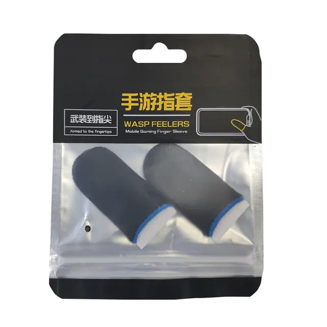2 Pcs Anti-slip Gaming Finger Cot 18-pin Carbon Fiber Anti-sweat Non-slip High Sensitivity Finger Cots Black blue