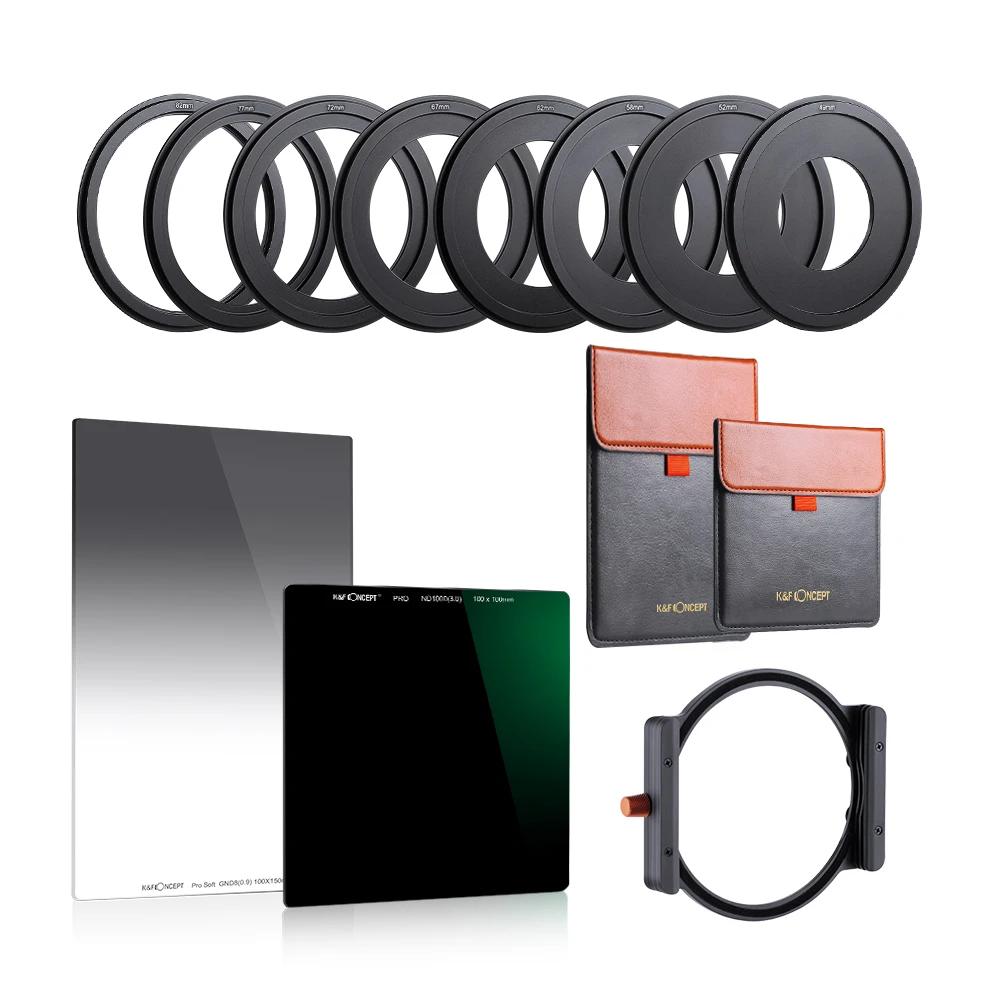K&F Concept ND1000 + Soft GND8+ Metal Filter Holder + 8* Filter Adapter