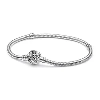 Bracelet en forme de cœur en argent sterling S925, bracelet classique à perles rondes, bracelet en os de serpent, charme DIY, bijoux pour femmes, cadeaux 6