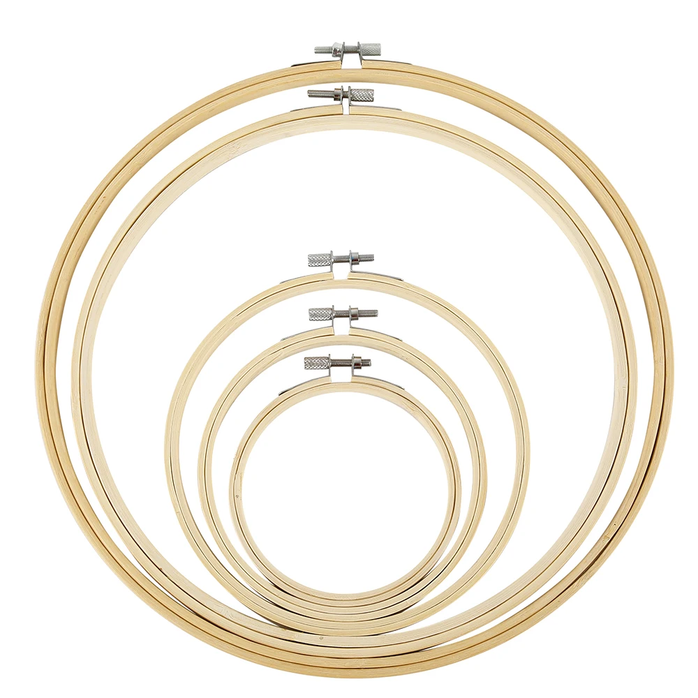 5 pçs bordado aros quadro 13-30cm de madeira bordado aro anéis círculo bordado laços para diy ponto cruz agulha artesanato ferramenta