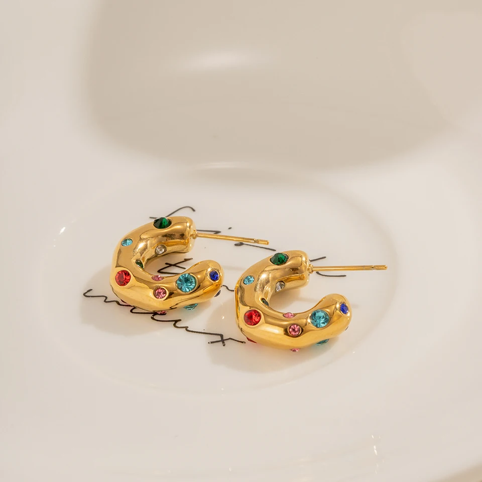 Boucles D'oreilles En Forme De C Pour Femmes, Bijoux En Fer Plaqué Or