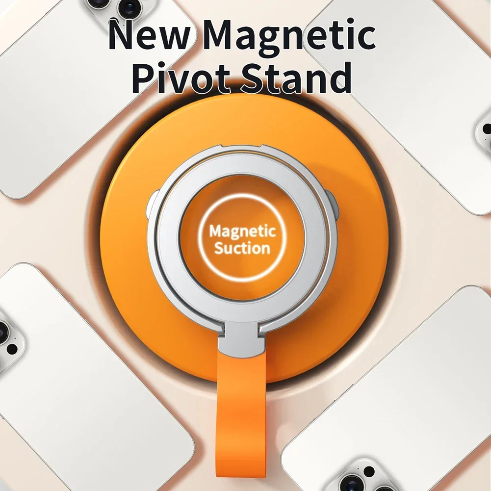 Magnetic Foldable Finger Ring Silica Hanging Rope Holder Rotatable Phone Stand Wireless Charging Friendly For Smart Phones