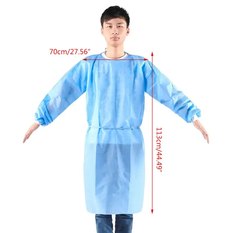 Non-Woven Isolation Gowns Durable Disposable Fluid Resistant Size Fit All