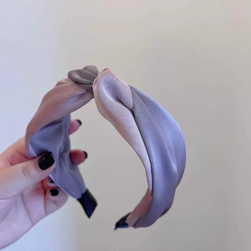 Purple Charm, Color Blocking, Twisted Wide Headband, Age Reducing, Comfortable Temperament, Hundred Tie Headband, Girls' Hair