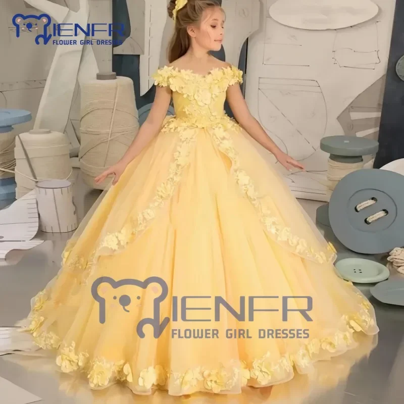 Blush Lace Flower Girl Dress Sweetheart Long Princess for Wedding Bridesmaid Birthday Party First Communion flower girl dresses