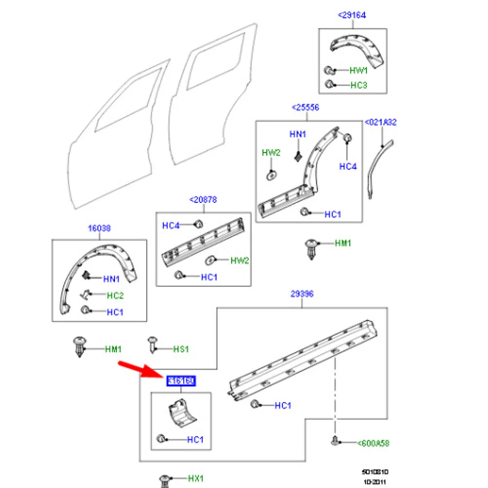 랜드로버 LR3 2005-2009 디스커버리 4 LR4 2010-2016용 자동차 하부 펜더 측면 코너 보호 몰딩 2개 DGP000172PCL